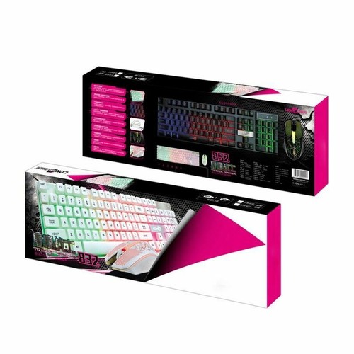 keyboard wireless Colorful Crack LED Illuminated Backlit USB Wired Rainbow Gamin - Picture 3 of 9