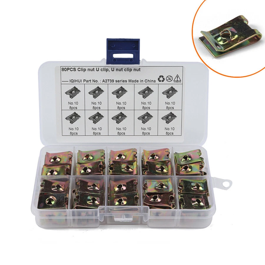 80Pcs Assorted U Nut Fasteners Car Interior Trim Self Tapping Screw U Clips Kit — 第 4/4 张图片