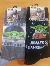 Lot of 4 Disney Star Wars Mandalorian Baby Yoda Crew Socks Men's Size 6 -12 NWT