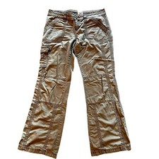 Aeropostale Womens Olive Green Cargo Pants 9/10R Cotton Embroidered Pocket Studs