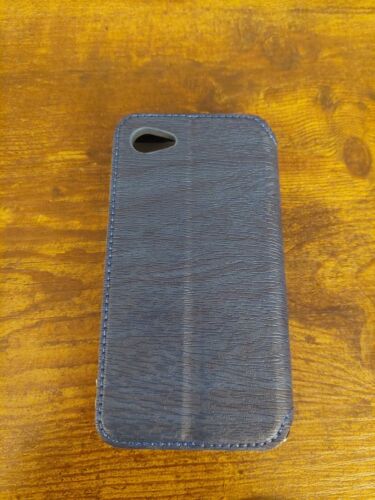Sony Xperia Z5 Compact Case, Wood Grain Leather Magnetic Flip + Window, Blue - Picture 3 of 3