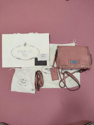 Prada Etiquette Pink Leather Shoulder Bag 2-Way with
