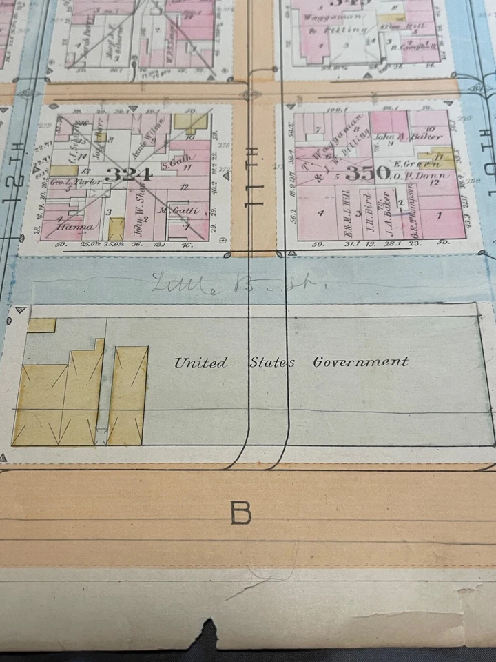 Antique 1908 WASHINGTON DC NW Plate 13 Street MAP Baist Real Estate - Hand Color - Image 2 of 4