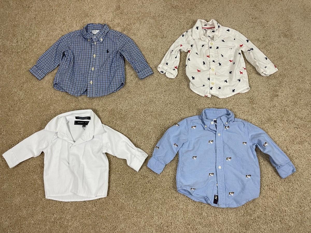 Lot of 4 Carters Ralph Lauren Button Shirt Toddler 9M/6-12M/6-9M 