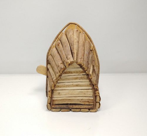 Rustic Sliced Wood Decorative Boat Canoe Handmade Wall or Tabletop - Picture 3 of 5