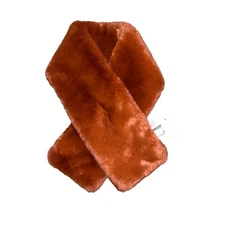 Ann Taylor LOFT Faux Fur Pull-Through Scarf in Rich Pecan One Size NWT