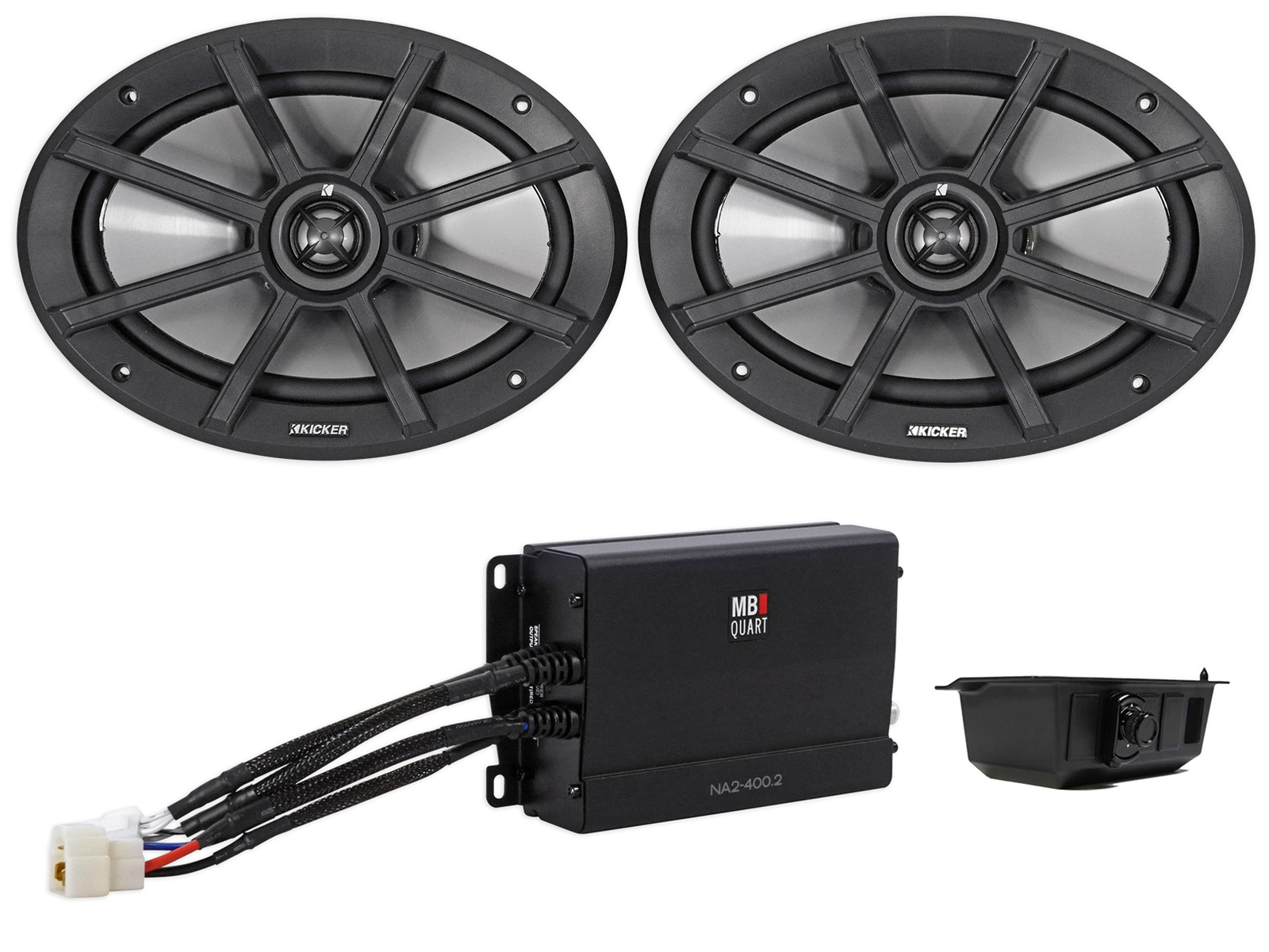 2 Колонки Kicker 40PS692 6x9 Polaris ATVUTVRZR мощностью 180 Вт Контроллер Bluetooth Усилитель