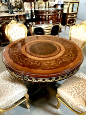 Wooden Dining Table Retro Baroque Style Round Table in Handmade Brass Home Decor