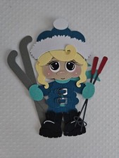 Skiing Girl Blonde Hair. Scrapbook, Card Making Paper Piecing