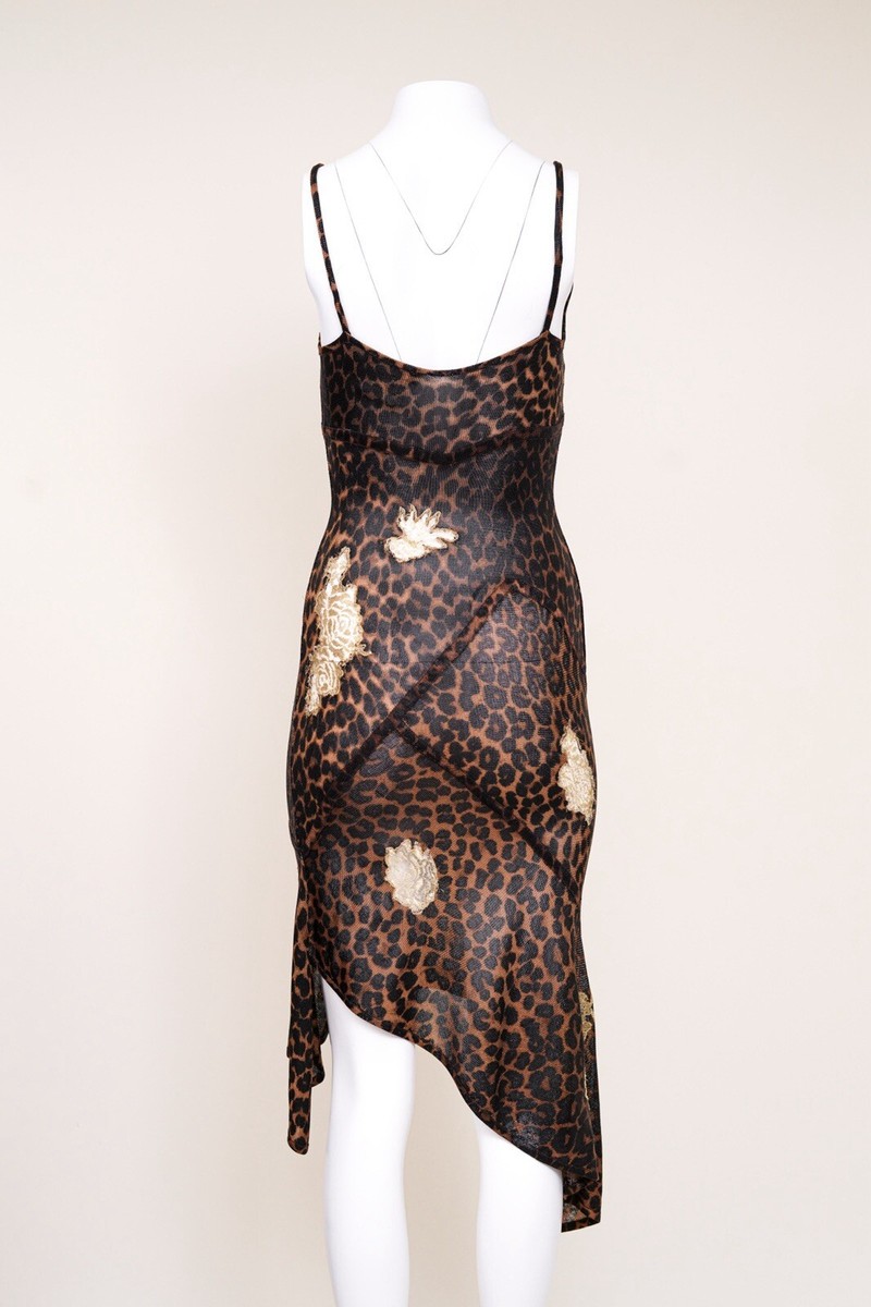 Christian Dior AW 2000 Leopard Print Dress with CD Logo-Accented Straps