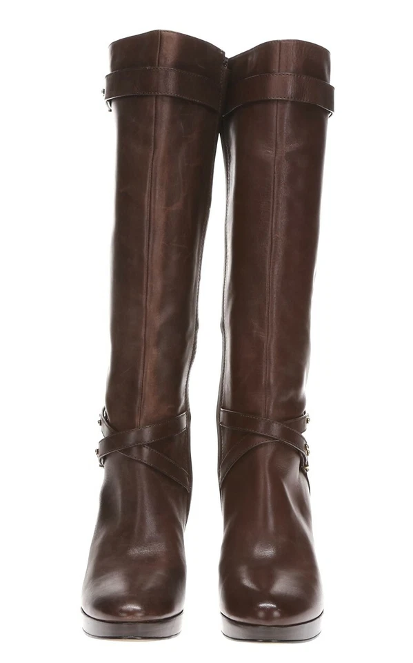 ANYI LU Womens Brown Leather High Knee Boots Sz 36 - Image 3 of 4
