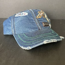 Brokn Legend The Great Escape Blue Denim Travel Cap Outdoors Design Buckle Back 