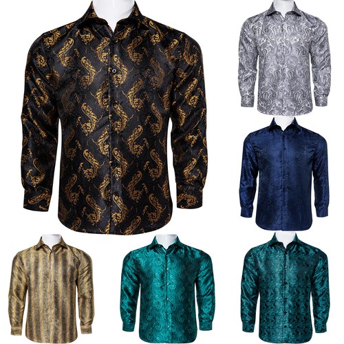 DiBanGu Mens Paisley Shirts Long Seleve 