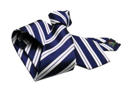Cravatta blu a righe bianche in seta 7 cm blu bianco riga fine viola alta qualit