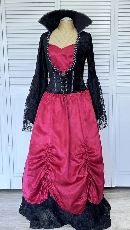 Disfraz de Vampiro Adulto Victoriano Vampiresa Halloween Vestido Elegante Mediano 8-10 Foto 3 de 4