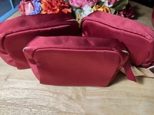 X3 Clarins Red Cosmetic Bags NEW
