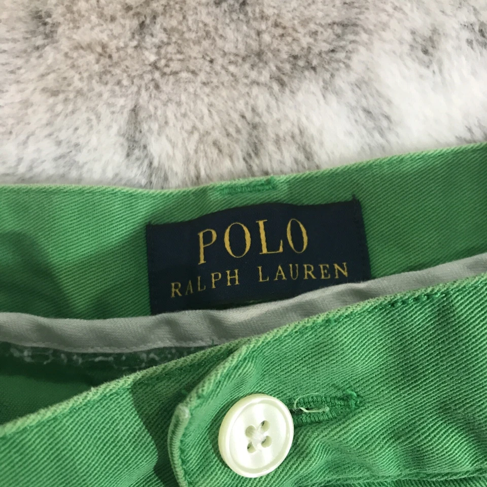 Bermuda Polo Ralph Lauren Masculina 33 Verde Algodão Bordado Baleias Vintage Animal - Imagem 2 de 4