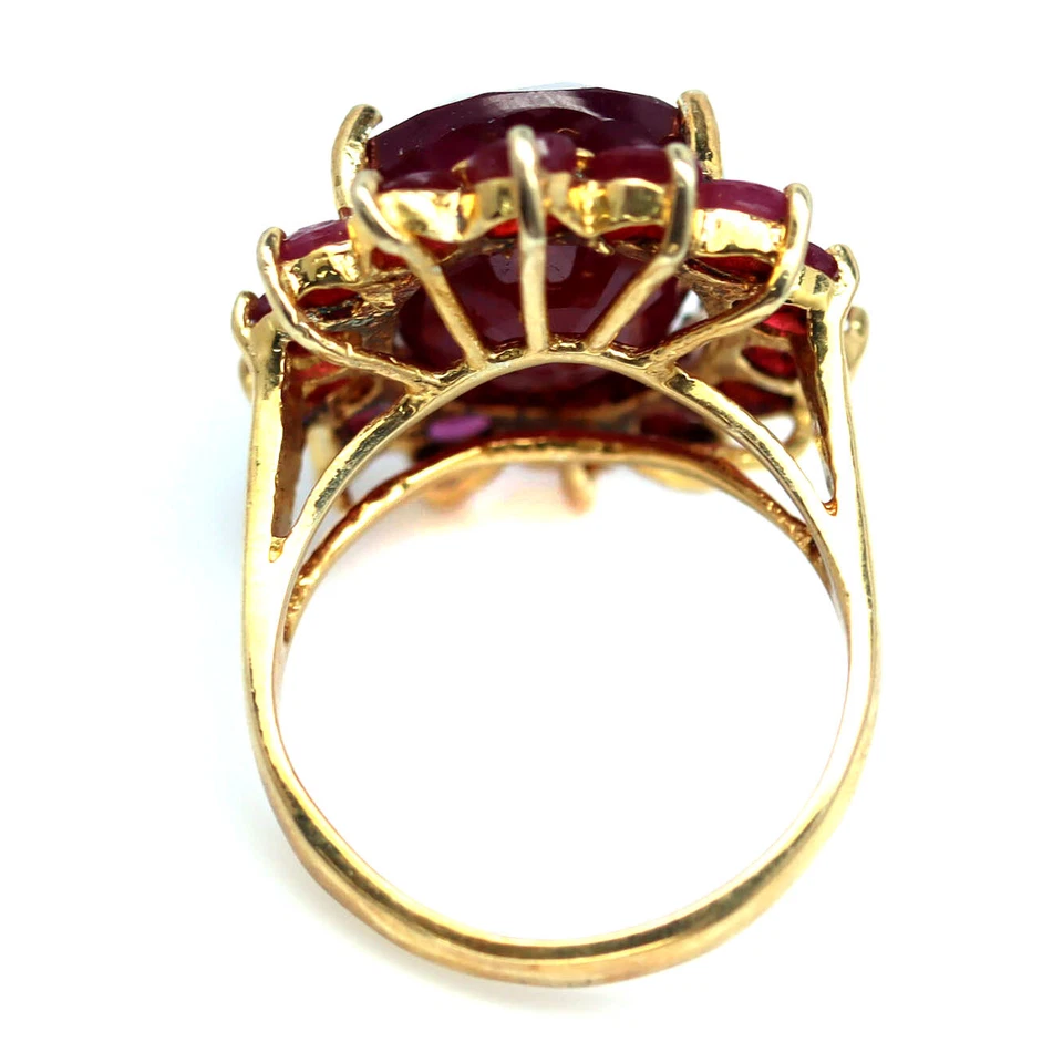 Heizbar Edelstein 12 x 15 Mm. Rot Rubin Ring 925 Sterlingsilber Größe 7 - Bild 3 von 4