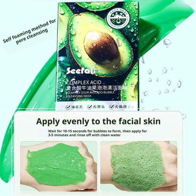 12 Stück/Box Avocado Blasenmaske Hautreinigung Blasenmaske Schaum Gesichtsbehandlung D5P8 R5A1