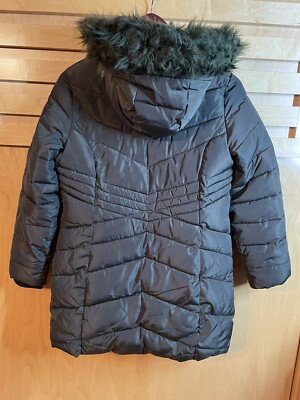 Diesel Women's Faux Fur Trim Hooded Jacket Size 14 Full Zip Button