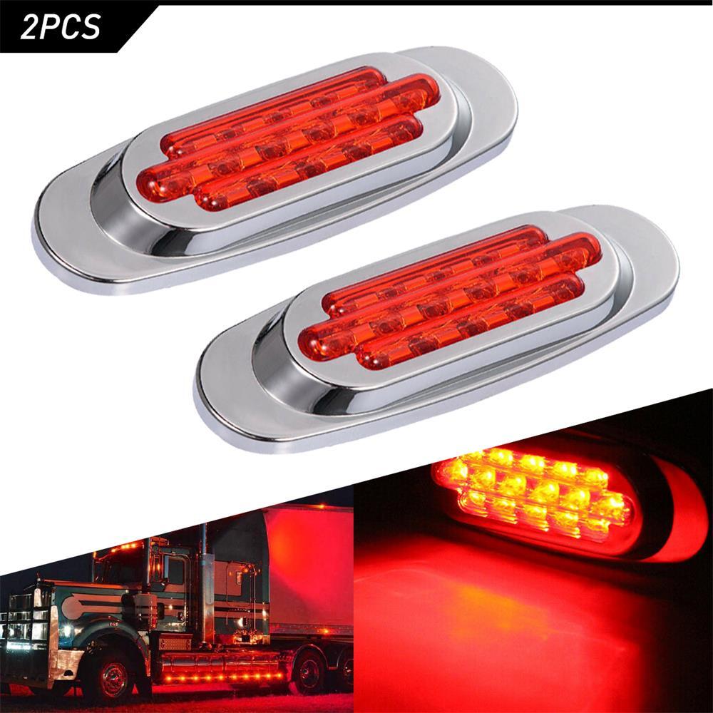 Oval Red 16-LED Truck Trailer Marker Turn Signal Light Easy Installation 2/4X