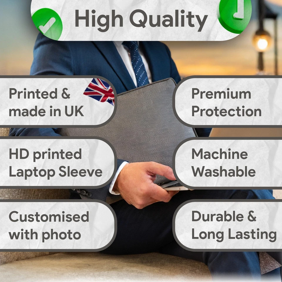 PERSONALISED Laptop Case 14-15" Custom Photo & Text Durable Sleeve Stain Resist - Image 4 of 4