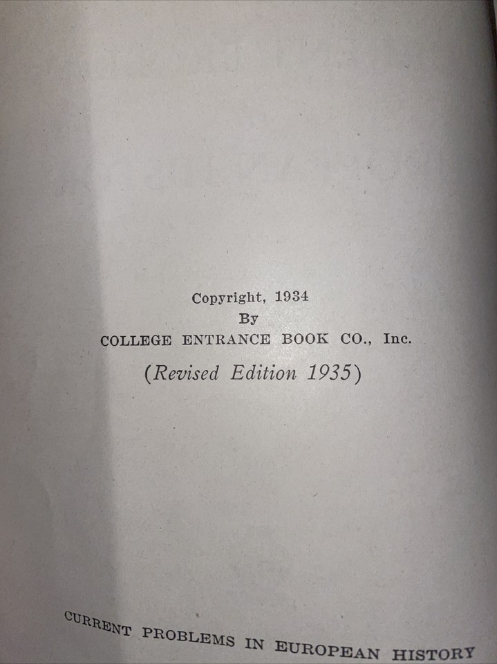 Antique Book Current Problems In European History J Alexis Friedman