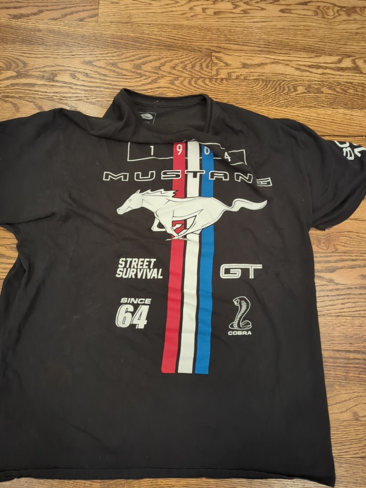 Ford Mustang Camicia Uomo 1964 Pony Tri Bar Strisce Nera Taglia XL