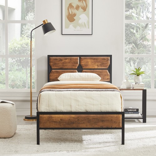 Twin/Full/Queen Platform Bed Frame with Wooden Headboard and Footboard - Picture 5 of 34