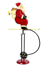 Santa Skiing Christmas Sky Hook Teeter Totter 20" Tin Balance Folk Art Toy New