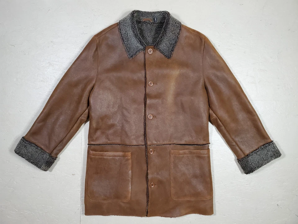 Reilly Olmes Collection Brown Shearling Leather Coat | Made in Turkey | M - Image 2 of 4