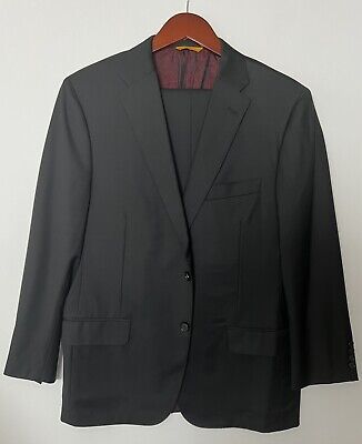 #205 Hickey Freeman Custom Solid Black Suit Size 42 Short | eBay