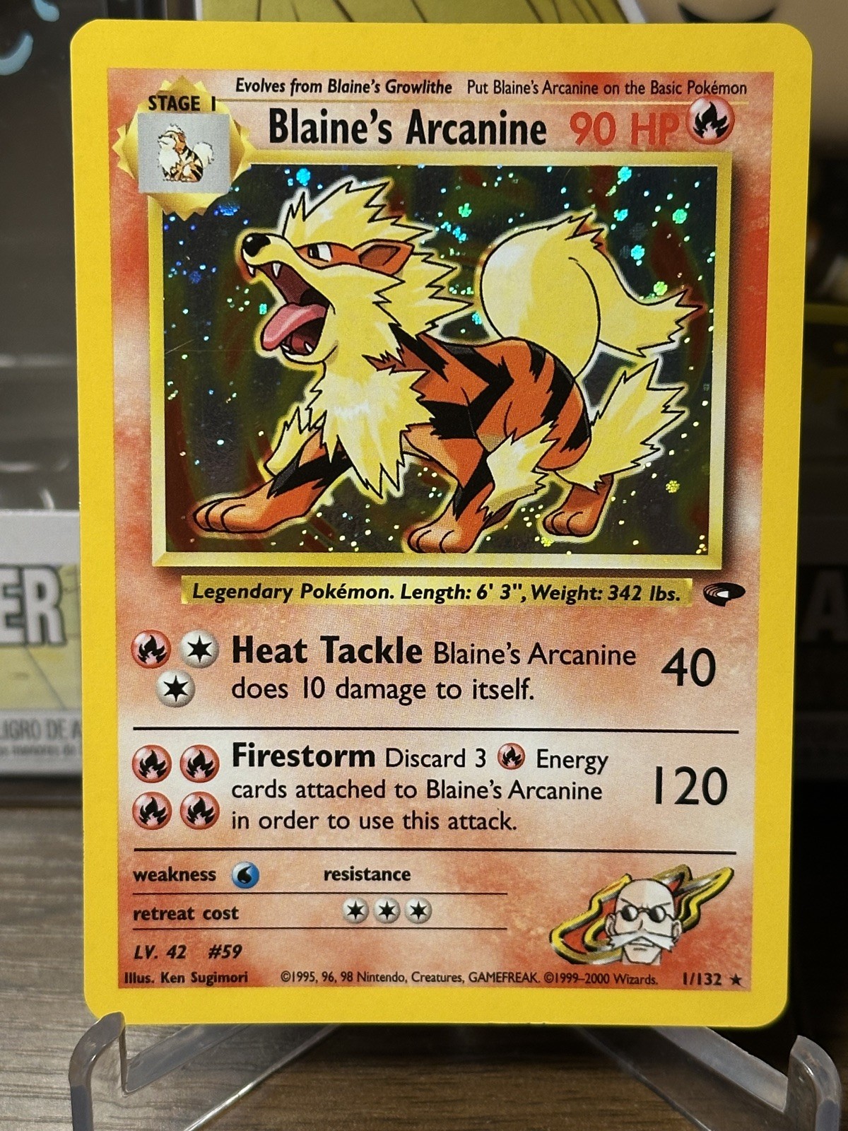 Pokémon TCG Gym Challenge Blaine's Arcanine Holo Rare Card 1/132 NM- 