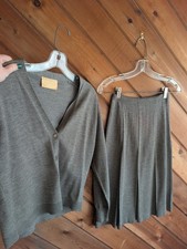Vintage 60s or 70s Bliss Italian Wool Grey Skirt and Sweater Set