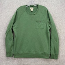 LL Bean Sweatshirt Mens Large Green Pocket Slub Raglan Crew Lake Washed 516816