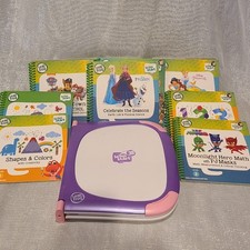 LeapFrog LeapStart 3D Interactive Learning System Violet and 8 book lot