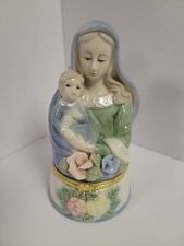 Madonna Holding Baby Jesus - Ceramic Trinket Box - Mother Child