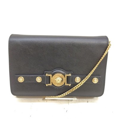 VERSACE Shoulder Bag Black Leather 4403193