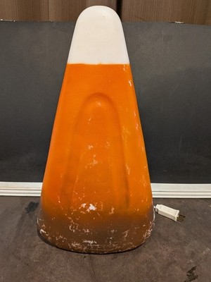 Blow Mold Candy Corn By Union Products White Orange And Brown Halloween 17 1/2 ''