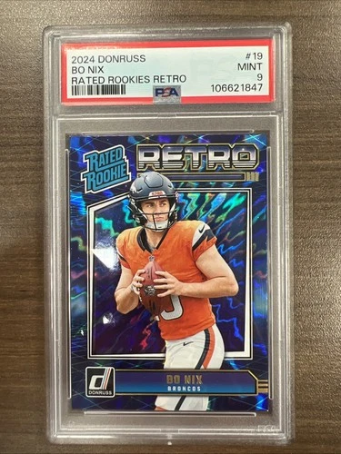 2024 Panini Donruss Rated Rookie Retro Bo Nix #19 (RC) PSA 9