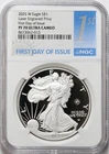 2025-W $1 American Silver PROOF Eagle w/ Laser Privy - NGC PF70UC - FDOI