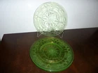 Cameo Ballerina Hocking green vaseline depression glass 10" sandwich plate-each