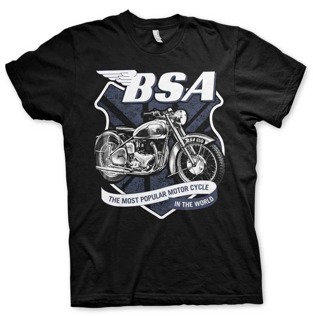 BSA Vintage Motorcycles Black Motorbike Official Tee T-Shirt Mens 