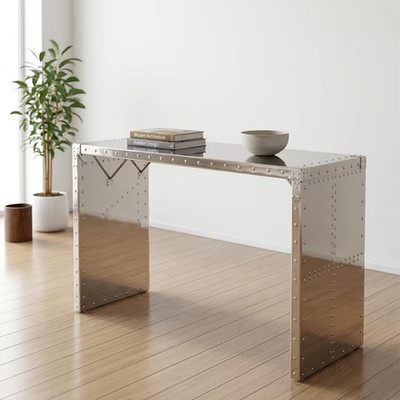 Aviator Aluminum Wing Desk - Industrial Office Table - Metal Executive Desk