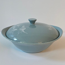 Vintage John Maddock & Sons Blue Gray Covered Vegetable Tureen Wheat Motif