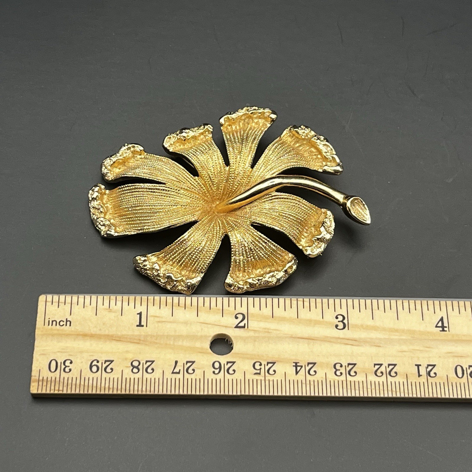 LARGE STATEMENT MONET FLORAL BROOCH HIBISCUS FLOW… - image 6