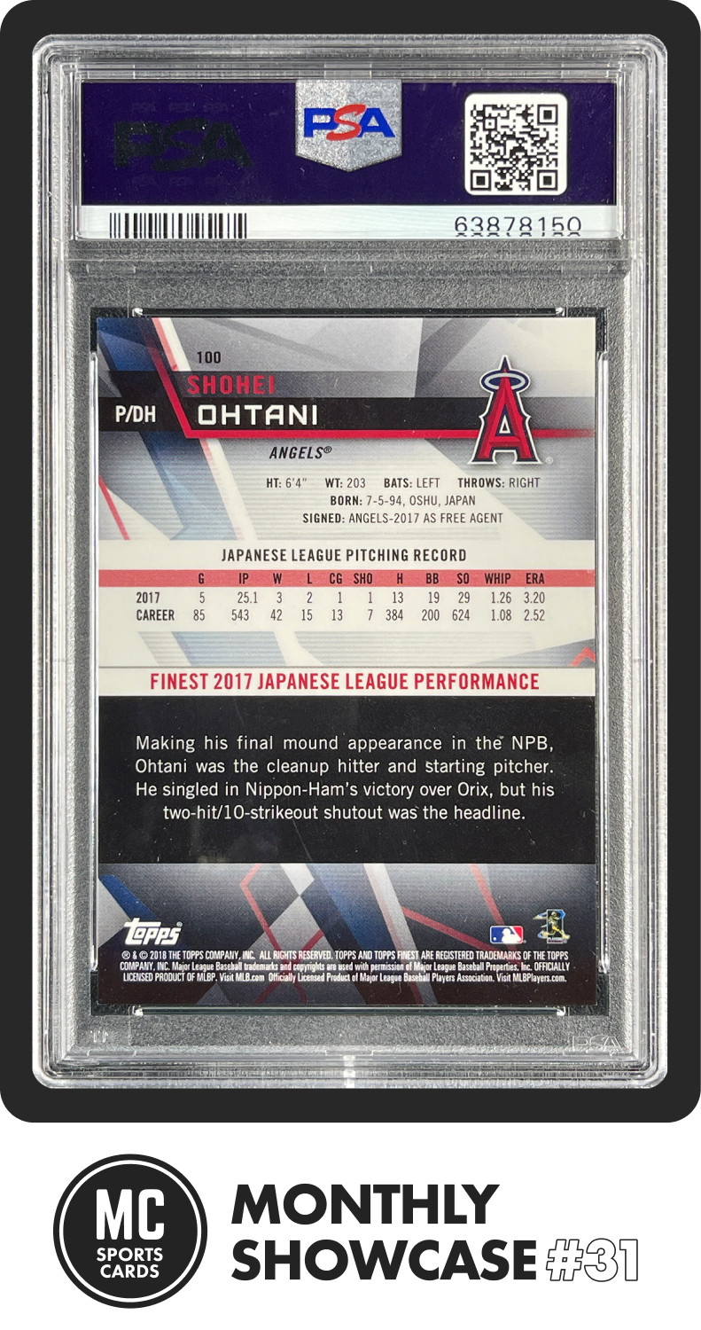SHOHEI OHTANI PSA 10 2018 TOPPS FINEST #100 ROOKIE ORANGE REFRACTOR RC GEM 24/25 view 2