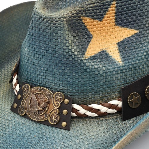Women’s Patriotic American Flag Eagle Buckle Western Cowboy Cowgirl Hat - Picture 5 of 6