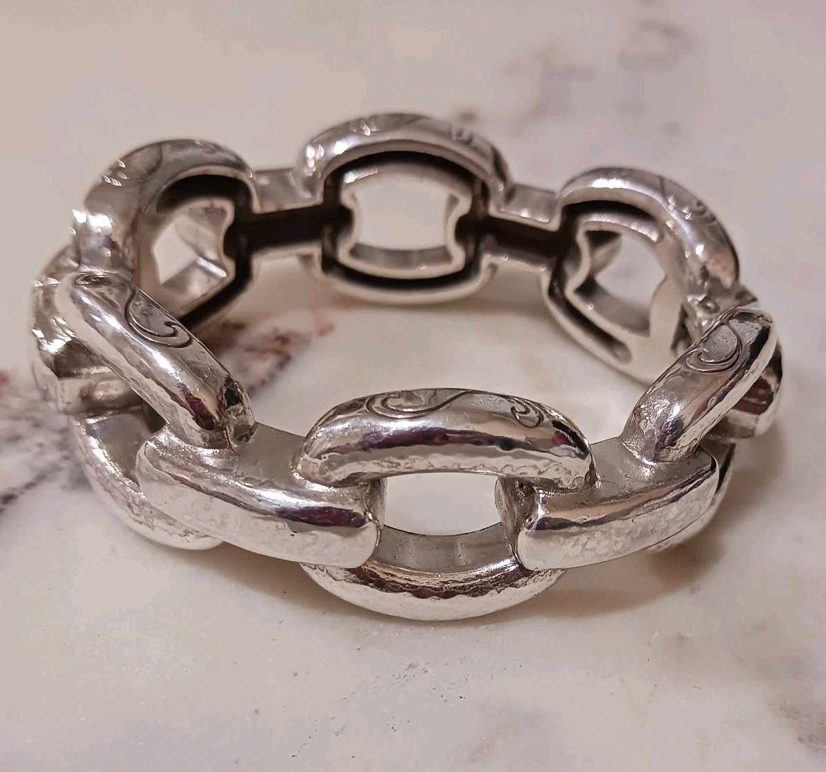 Brighton Chunky Interlock Link Bangle Hinge Brace… - image 5