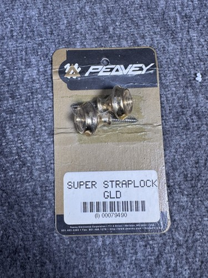 #ad Peavey Super Straplock Gold W Wide Button Flange Guitar NOS Vintage Tulip $24.00
